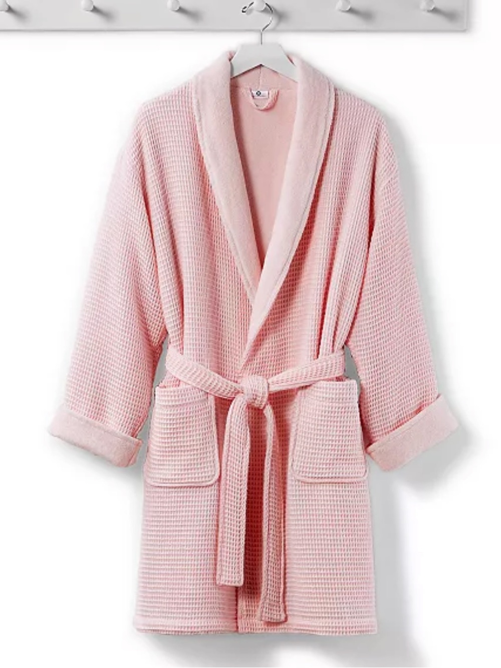 Hotel Collection Pink Cotton Waffle Textured Bath Robe S/M